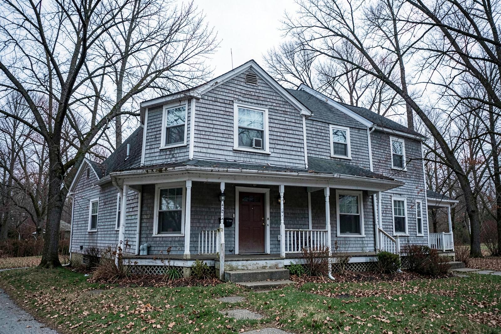 A three-unit New England multifamily house on a quiet New Hampshire street